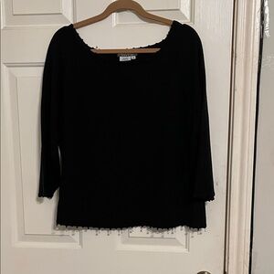 Maggy London Black 3/4 inch knit Long Sleeve Top